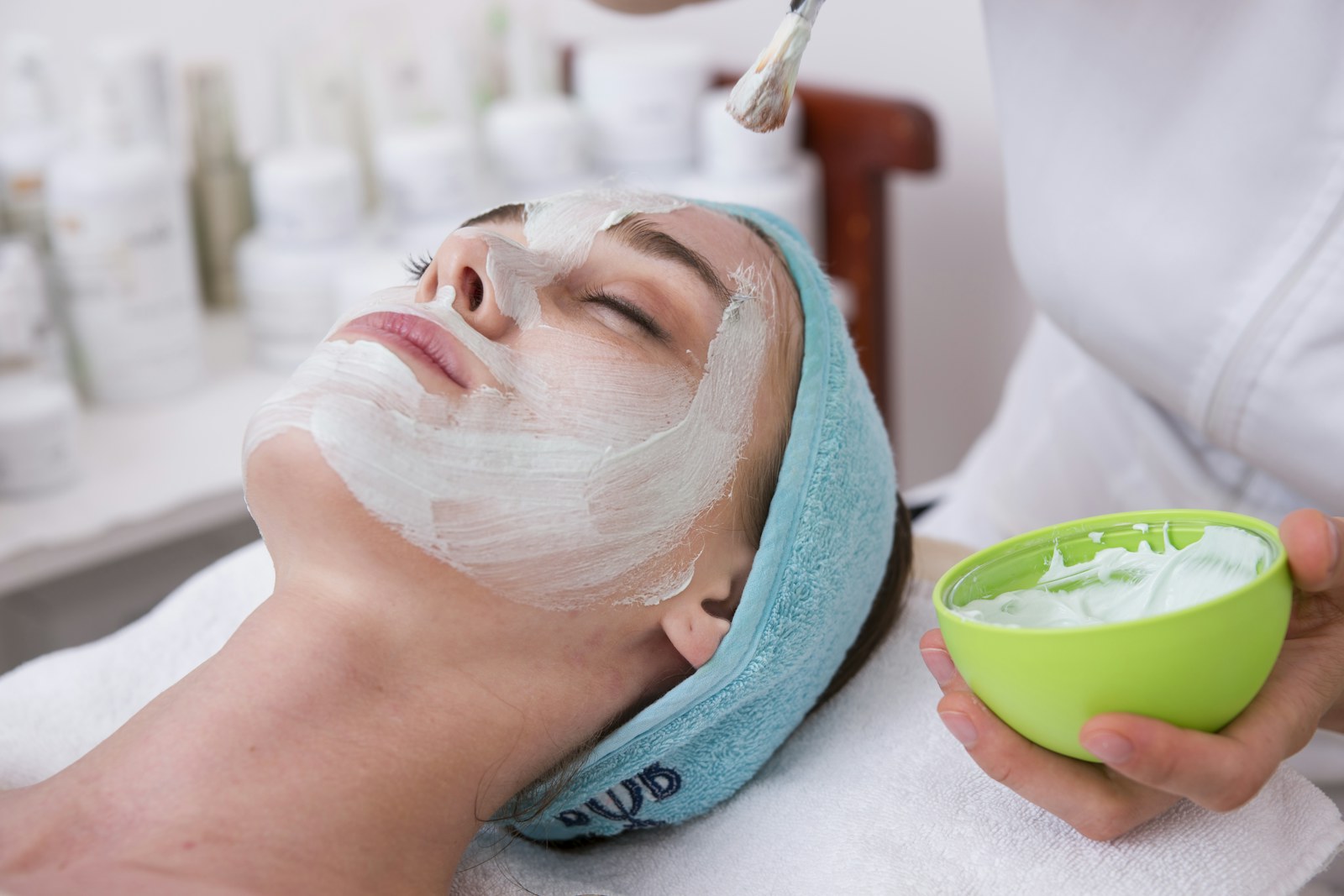 Aesthetic facial treatment in a calm medspa room
