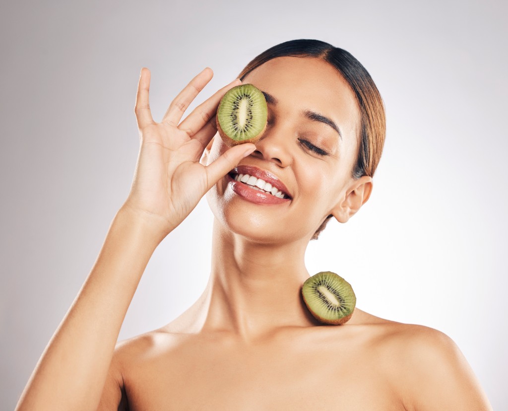 Happy skincare portrait with natural wellness detail